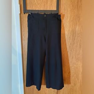 Anthropologie Cropped wide-leg knit pants in black
